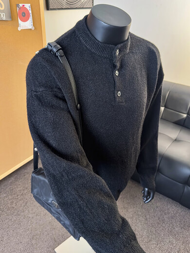 ZHUYIFAN ZHUYIFAN Xiaohongshu's same style Lei Jun gray sweater large size Henry collar sweater men's lazy style inner wear off-white M