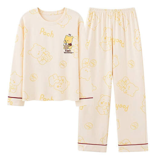 Cat man pajamas for women in spring and autumn pure cotton long sleeves large size summer 2025 new cotton home clothes round neck set 09M9901 trousers + long sleeves M [recommended 80-100Jin [Jin equals 0.5 kg]]