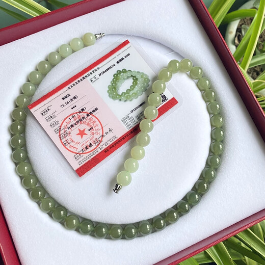 Feishengji Pangdonglai Calidad soleada Agua Hetiana Collar Jade Tianlran Hetian White Jade Lago Agua Verde Jade Beads Mom Festival Gradiente Sunny Water Abacus Beads 8 mm (1278)