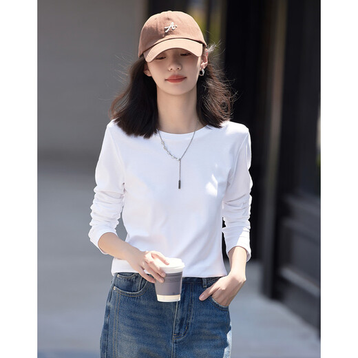 Demana Classic Simple T-shirt Spring and Autumn Round Neck Pullover Basic Bottoming Long Sleeve T-shirt for Women