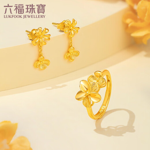 Lukfook Jewelry Pure Gold Four Seasons Flowers Bloom Love Wedding Gold Earrings Earrings Price Approximately 2.67g