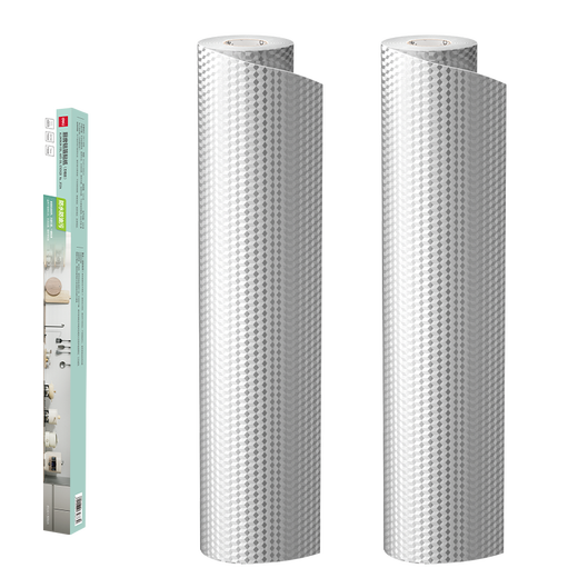 Deli kitchen aluminum foil stickers, waterproof and high temperature resistant, self-adhesive wall stickers, stove protective film, oil-proof stickers, 61cm*5m, checkered pattern JF334