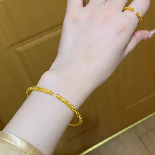 Kechu French Michelle gold hoop 18K gold bracelet women's open plain hoop bracelet fashion jewelry gold hoop bracelet