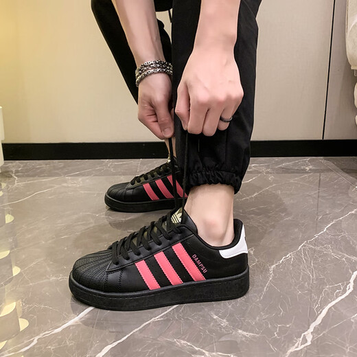 NKTXAJ纯原贝壳头三条杠金标小白鞋男女情侣板鞋校园低帮休闲运动鞋 9912蔓越莓 42