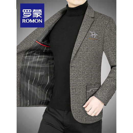 ROMON Light luxury men's casual suit for middle-aged men 2025 spring and autumn new style small suit jacket versatile anti-wrinkle top Navy blue M (175) Recommended weight (Jin Jin equals 0.5 kg) 125-143