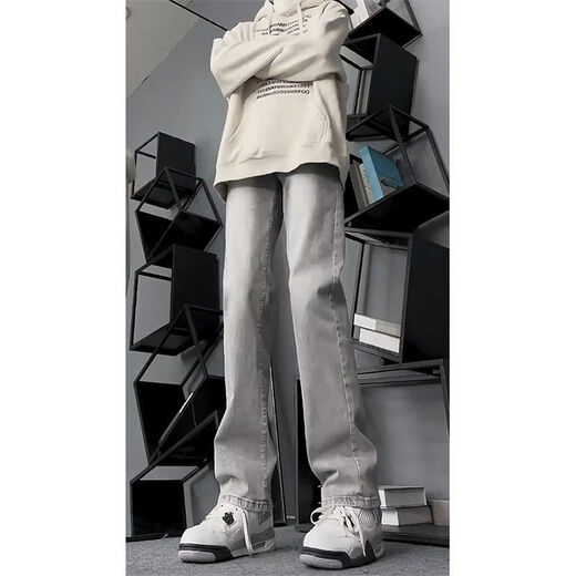Chaohandu neuer Stil 2024 Zement Rauchgrau Schlanke Jeans für Männer und Frauen für Herbst Dünne amerikanische High-T-T-Hose G841 Cement Grey 3xl 160-175jin [Jin gleich 0,5 kg]