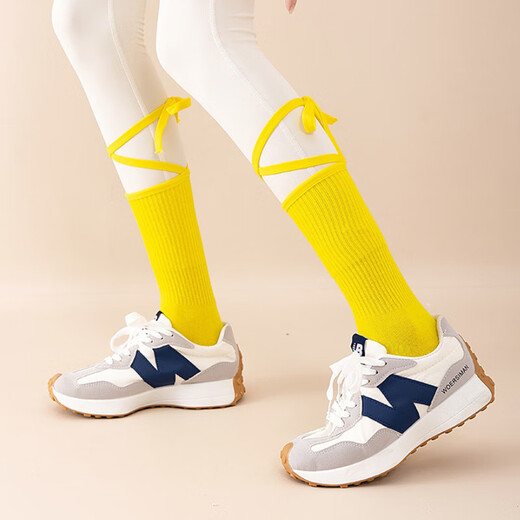 Huodiniao autumn and winter yoga socks professional non-slip women's Pilates socks strapped long-tube indoor fitness aerobics floor socks strapped mid-tube non-slip yoga socks - Hulan