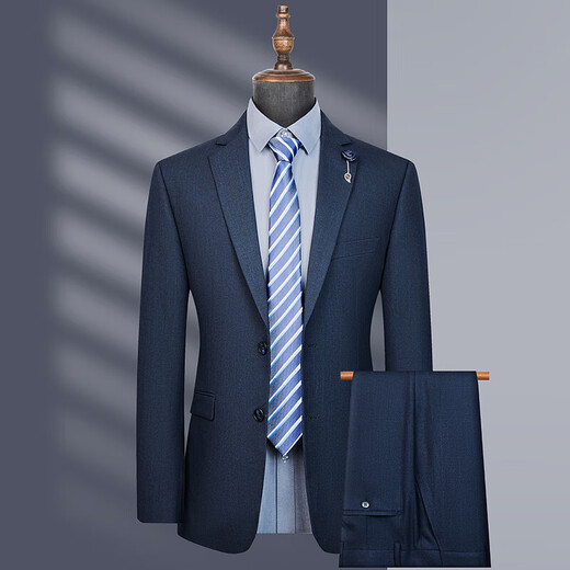 Suit suit men's business casual formal solid color suit groom wedding dress slim suit gray 56 (195)