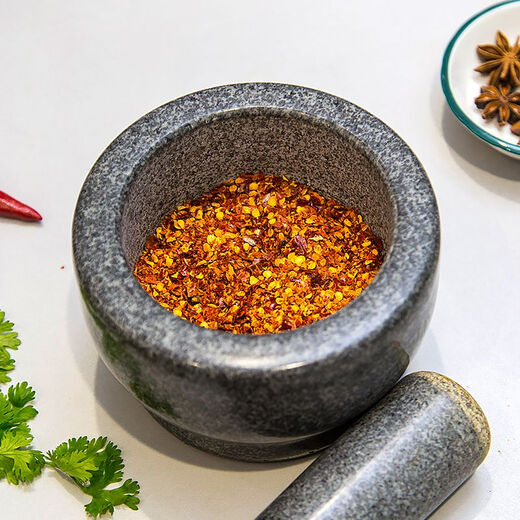 GIOIO pure natural stone pot garlic pounder stone mortar Chinese medicine grinder bluestone garlic press garlic mortar household garlic paste granite bowl medium polished model