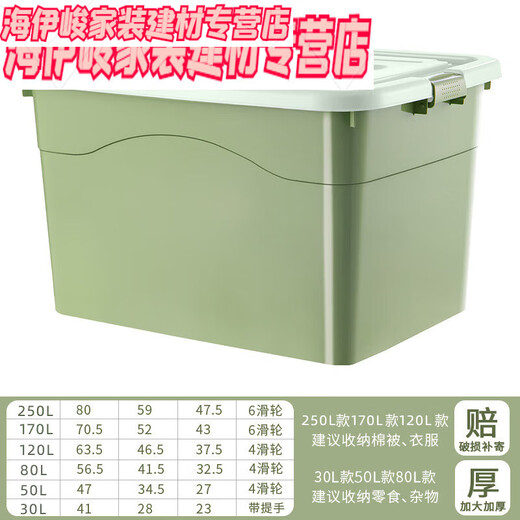 ABDT thickened large storage box household plastic clothing storage box large box box moving storage box Twilight blue extra thick upgrade 170# length 70.5 width 52 height 43cm