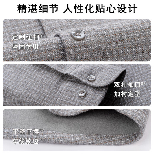 Шаньшань цельная бархатная теплая рубашка из чистого хлопка, мужская зимняя рубашка с длинными рукавами с начесом плюс бархатная утолщенная рубашка светло-серого цвета в клетку 40