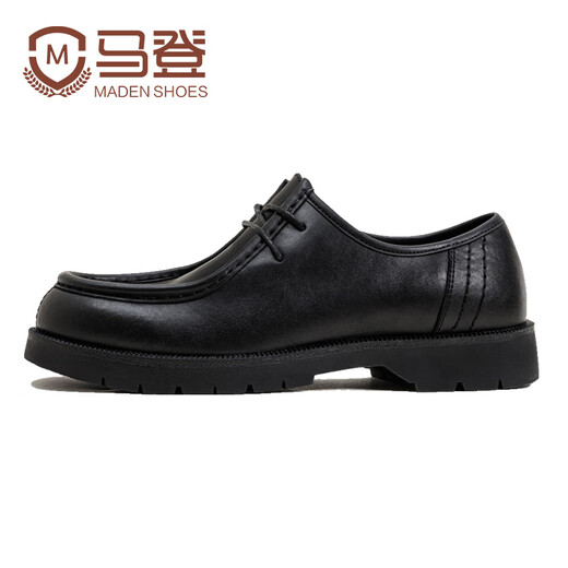 Maden men's shoes new mokasin kangaroo shoes British American retro casual workwear black round-toe derby leather shoes black Maden workwear 40