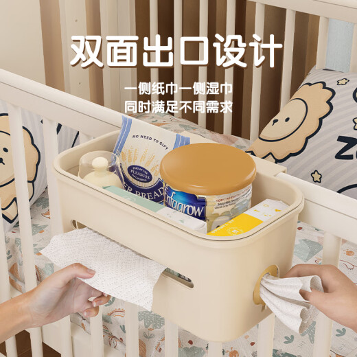 CLCEY婴儿床收纳挂篮床边床头宝宝尿布台喂养台尿不湿口水巾收纳袋挂袋 婴儿床合集【4件套】 (一套就够