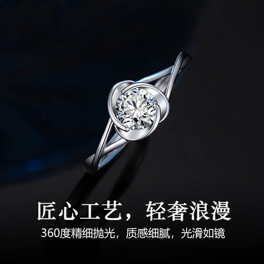 EothPT950 Platinum Moissanite Diamond Clover Ring Girls Looking for Marriage and Valentine's Day Birthday Gifts for Girlfriend PT950 Platinum Clover Ring + Certificate + Gift Box