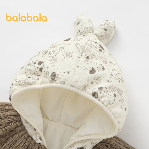 Balabala baby outing jumpsuit girls' romper and bodysuit winter clothes sweet, cute and playful corduroy coffee A51212 90cm