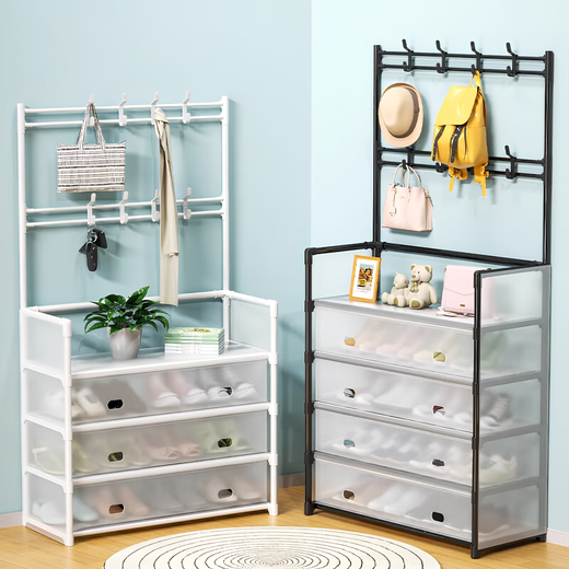 Kunfeng Household Shoe Rack Dustproof 2025 New Door Multi-layer Shoe Storage Rack Dormitory Stairs Entry Door Simple Shoe Cabinet White-4 Layers 60cm Dustproof Reinforced Model