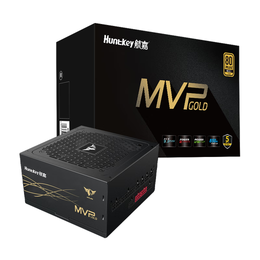 Huntkey WD750EVO dazzling gold Ares desktop host computer power supply rated 750W/850W/1000W/1200W/1600W full module power supply PCIE5.1 interface MVP K850 black-850W gold medal (five-year warranty) full module