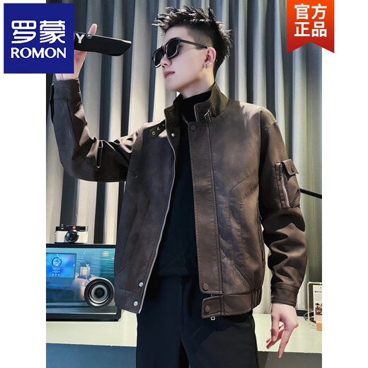 ROMON Spring and Autumn Style Handsome Street Leather Men's Motorcycle Leather Jacket 2026 New Slim Fit Korean Style Jacket Black Spring and Autumn Style M Recommended 85~110 Jin Jin equals 0.5 kg