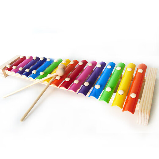 
Jingqiao Children's 15-scale aluminum sheet hand-knocking piano hand-knocking xylophone musical instrument set CL toy iron sheet beech wood 15-tone piano