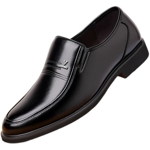 YRC Yierkang Leather Chaussures Business Business Business Mens Formel USEMENTS MENS SOLIP SOME SOLD SOLD SOP SOft Cuir d'âge moyen et de papa âgée 6626 Black 42