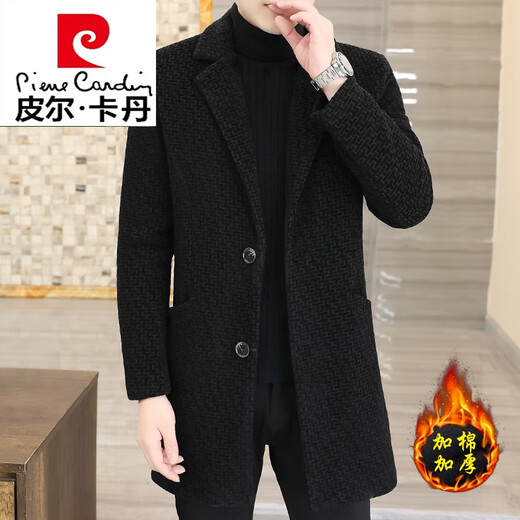皮尔卡丹（pierre cardin）毛呢大衣男士秋冬季中长款羊毛绒呢子外套男高端加棉加厚风衣 1278卡其色 M 建议(85-105斤)