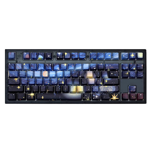 腹灵MK870星空侧刻 机械键盘 有线无线蓝牙客制化 电脑游戏静音 黑曜石+星空侧刻【三模无线】 茶轴【段落轻音】