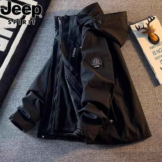 JEEP SPIRIT Jeep Jacket Men's Jacket Autumn and Winter Outdoor Three-in-One Jacket Windproof and Water-Repellent Mountaineering Suit Customized WAC-2299 Sapphire Blue 2XL (Recommended 140-160Jin Jin equals 0.5kg)