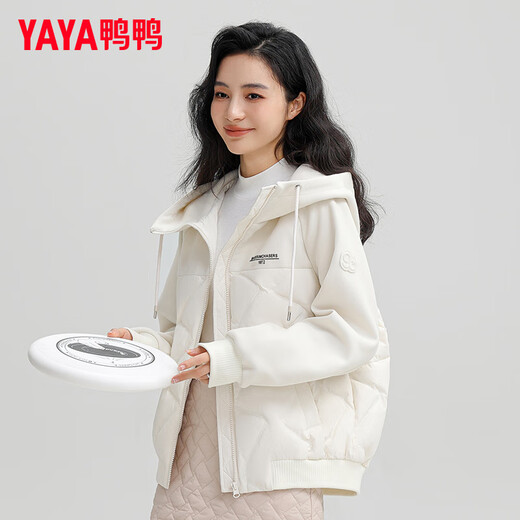 YAYA (YAYA) 90+ Series Lightweight Down Jacket Women's Short 2025 Winter New Fashion Trendy Hooded Jacket Trendy KL Beige M 160/84A