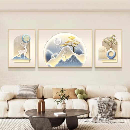 Mao Jiujiang Creamy Furry Continuous Living Room Decoration peinture de canapé haut de gamme Mur de sofa suspendu peinture triple peinture murale