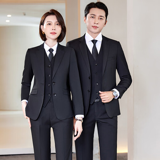 Velcro high-end wool suit suit for men and women, 4s hotel teacher interview, public salesperson unit group workwear, women's navy suit + trousers XL
