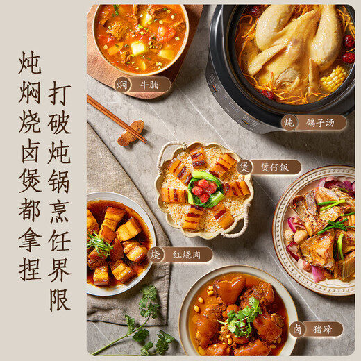 Midea all-purpose stew pot, quick stew electric stew pot, electric stew pot, electric casserole stew pot, soup pot, purple clay bird's nest stew pot, porridge pot, can be kept warm by appointment, DGS4566 split pottery stew pot 4.5L