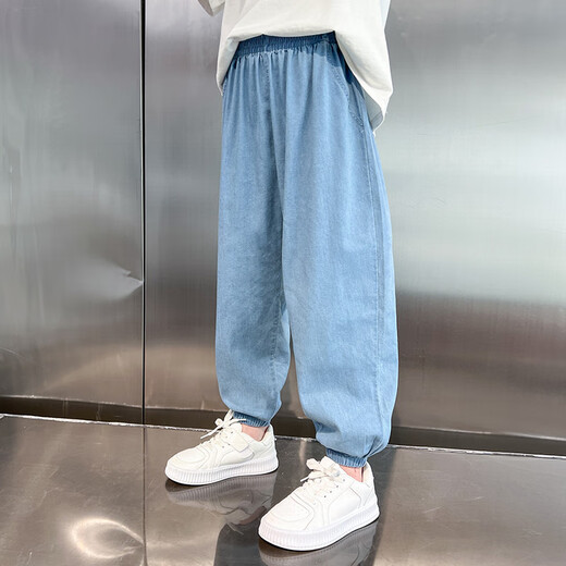 
McTicco boys' Tiansi Jeans Soft Summer Thin 2025 New Children's Mosquito Repellent Pants Big Children's Trendy Summer Trousers 13113 Dark Blue + 13116 Medium Blue 140