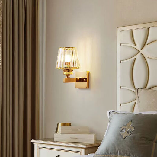 Ganxin new modern minimalist bedroom bedside lamp light luxury crystal wall lamp living room study corridor aisle stairwell lamp 19 models with LED three-color light 12W
