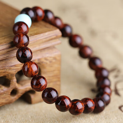 Yanyun Jewelry Boutique 8mm Huanghuali Bracelet Genuine Turquoise Tiger Spot Bracelet with Buddhist Beads for Men and Women