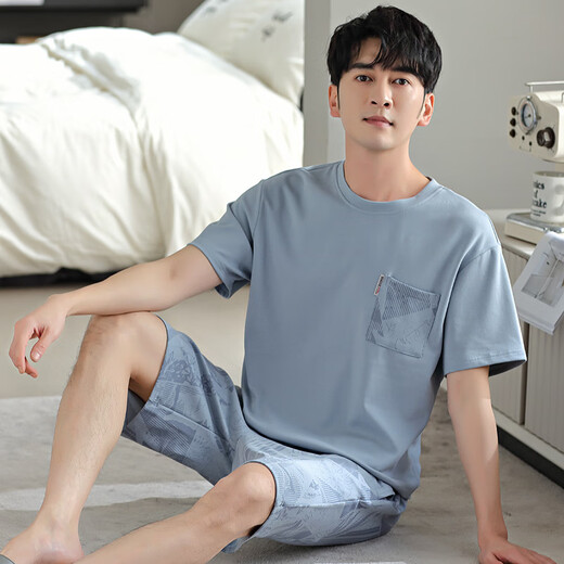 
Modal pajamas men's 2025 summer new cotton simple light luxury solid color cool feeling can be worn outside home clothing set ZY9764 men-XXL