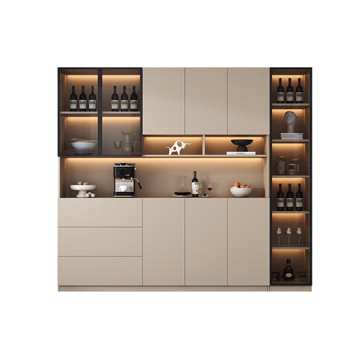 Yifansen Massivholz-Sideboard für Wohnzimmer, integrierter Stauraum, moderner Wand-Weinschrank, multifunktional, individueller, bodenstehender, leichter, luxuriöser, kleiner Teeschrank im Stil neun 200*40*220