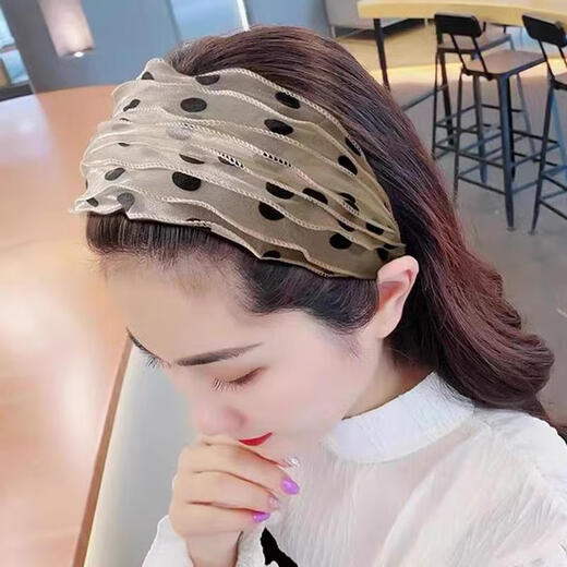 Hua Mu Rong autumn and winter white hair artifact headband for women to cover white hair, wide-brimmed hairpin, wide headband, internet celebrity hairband, headband, polka dot blue hairband
