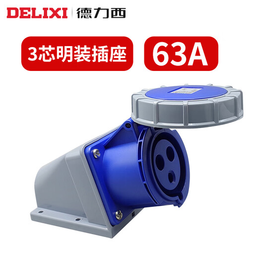 Delixi IP67 waterproof industrial aviation plug 63a socket 3-core 4 three-phase electricity 380v male and female 125 connection 3-core 63A exposed socket