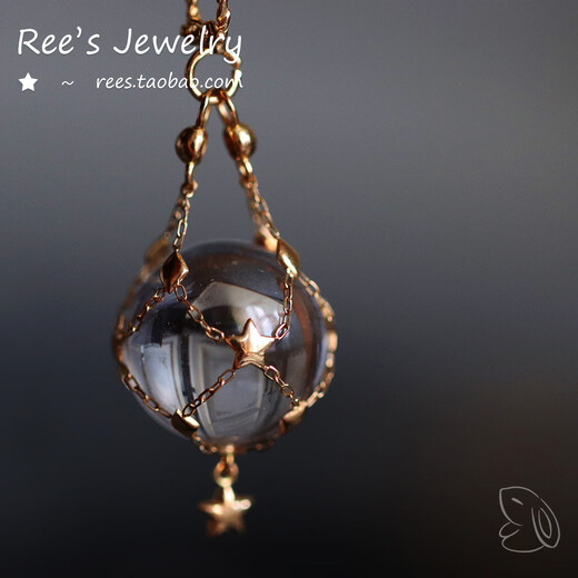 Caizhi 18k gold pearl net pocket crystal pendant dream catcher DIY detachable necklace one pendant (no chain including universal buckle) ready for sale