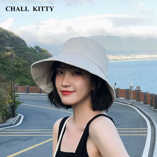 CHALL KITTY Women's Fisherman Hat Summer Sun Visor Anti-UV Sun Protection Hat Beach Sun Visor Sun Hat 2025 New Black - Brand Gift Box High-end