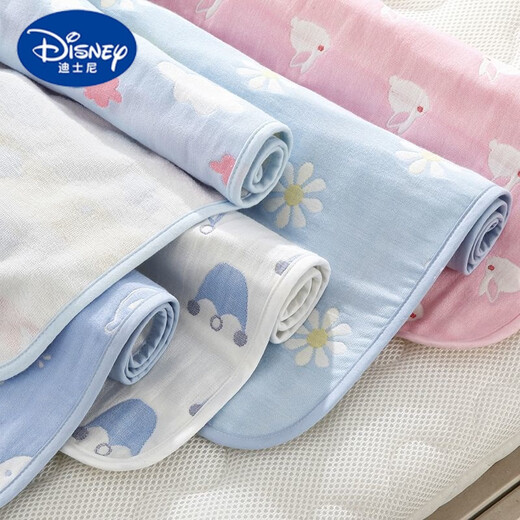 迪士尼（Disney）纱布隔尿垫纯棉可水洗婴儿六层防水透气防尿床四季尿布垫姨妈可洗 蓝色云朵 50*70厘米【2条】