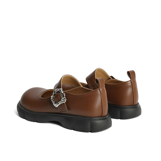 Belle Shallow Mouth Mary Jane Children's Shoes Women's Shopping Mall Same Style British Style Small Leather Shoes A5305C84 Brown Size 29