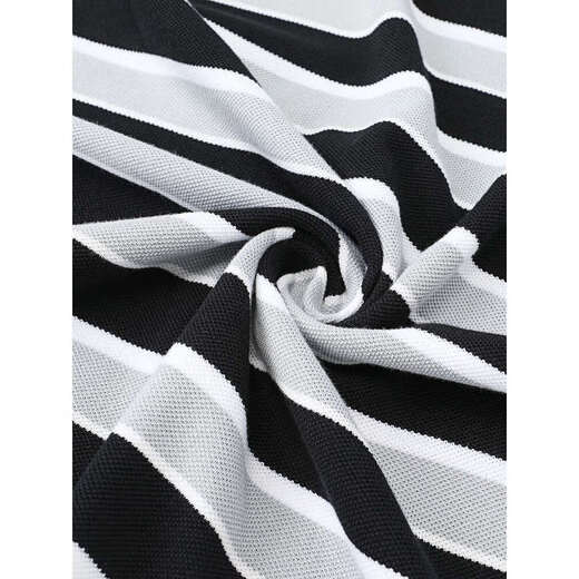 Nike men's striped comfortable breathable lapel sports and casual short-sleeved T-shirt FN3897 Black and white FN3897-010 M