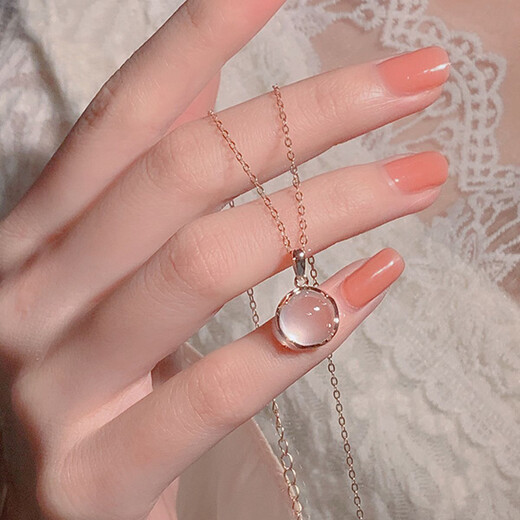 法蔻（farcoko）粉水晶项链女ins简约新款轻奢高级感百搭生日520情人节礼物送女友 樱粉梦境项链【同城配送极速达】 礼盒装