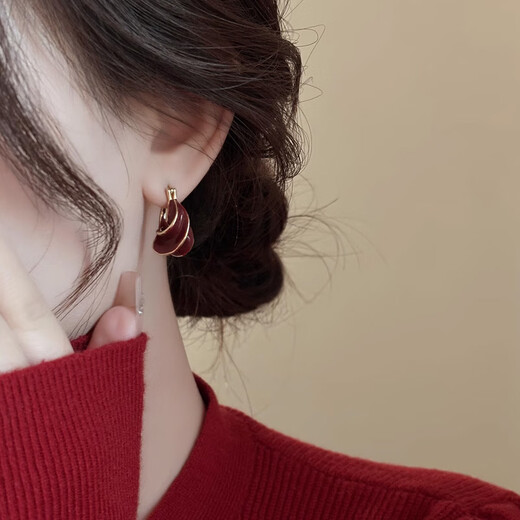 Idel French retro red earrings for women silver earrings high-end earrings 2025 new temperament earrings birthday gift red earrings E3228