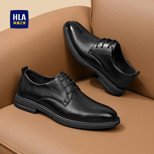 Hla Hailan Home Men's Shoes New Summer Toe Toe Formal Business Leather Shoes de cuero RESISTENTE RESISTENTO Zapatos de boda Haapxm1dao046 Negro AB 43