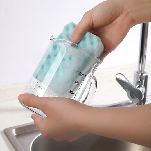 Meliya sponge scouring pad multi-purpose absorbent dishcloth kitchen cleaning decontamination strong oil-absorbent cleaning rag corrugated sponge scouring pad 2 pieces