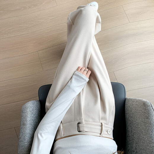 FASHIMU 2024 Velvet verdickte Wollhosen mit Woll-Weitbein für den Herbst und Winter, kleine, mit hoher Tapfen wischende Casual Hosen für Frauen 6636 Kaffee reguläre M empfohlen 103-109jin [Jin gleich 0,5 kg]
