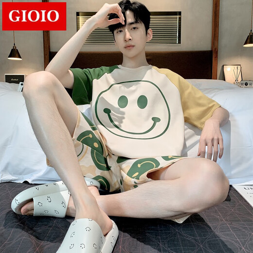 GIOIO男士睡衣夏季薄款棉质短袖短裤套装夏天青年休闲大码可外穿家居服 6623 L