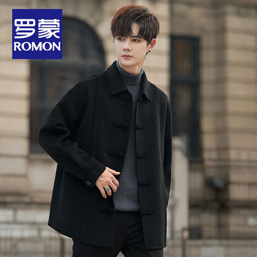 罗蒙（ROMON）新中式羊毛呢大衣男衬衫外套男士秋冬季短款非双面羊毛夹克男士 咖色 XL